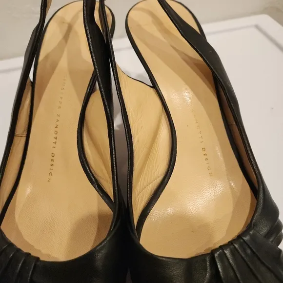 Giuseppe Zanotti design black slingback peep toe heels size 37.5/7