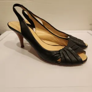 Giuseppe Zanotti design black slingback peep toe heels size 37.5/7