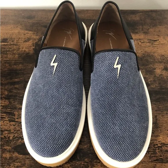 Giuseppe Zanotti Mens Blue Slip On Cavas Shoes Size: EUR 42 US 9