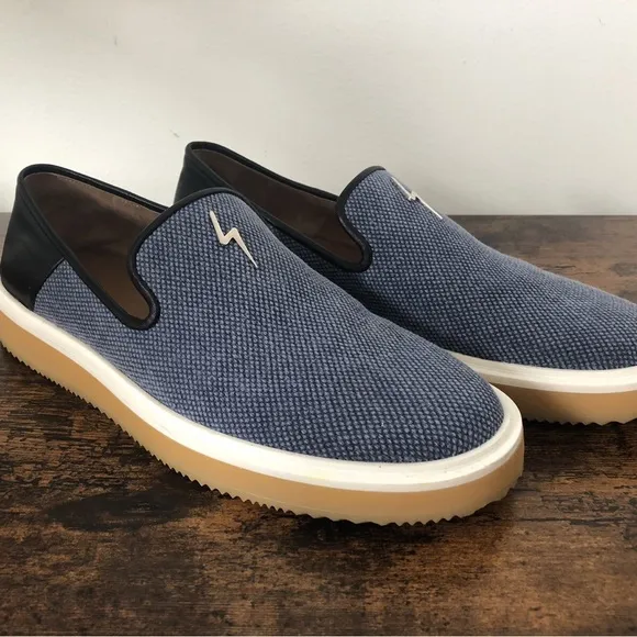 Giuseppe Zanotti Mens Blue Slip On Cavas Shoes Size: EUR 42 US 9