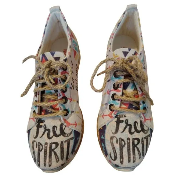 Goby New Free Spirit Lace Up Shoe Size 37 U.S 6.5 Canvas