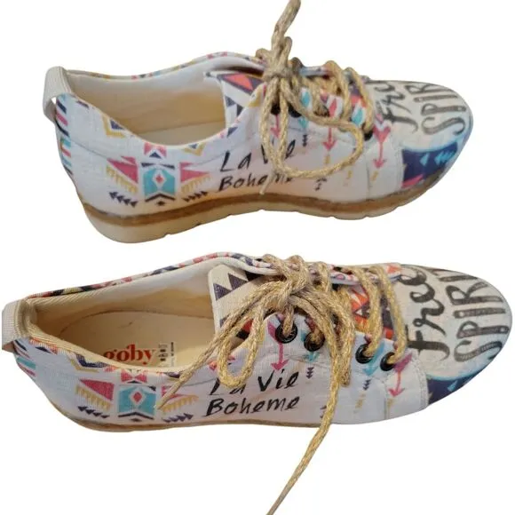 Goby New Free Spirit Lace Up Shoe Size 37 U.S 6.5 Canvas