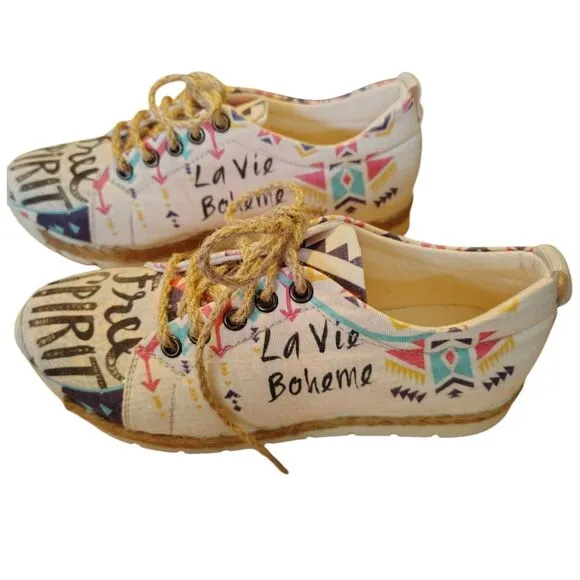 Goby New Free Spirit Lace Up Shoe Size 37 U.S 6.5 Canvas