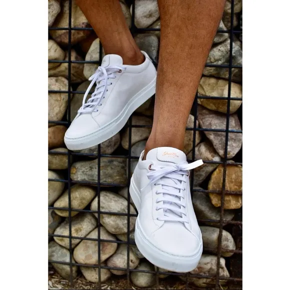 Good Man Brand • Edge Lo-Top Sneaker Mono white nappa leather lace-up flat