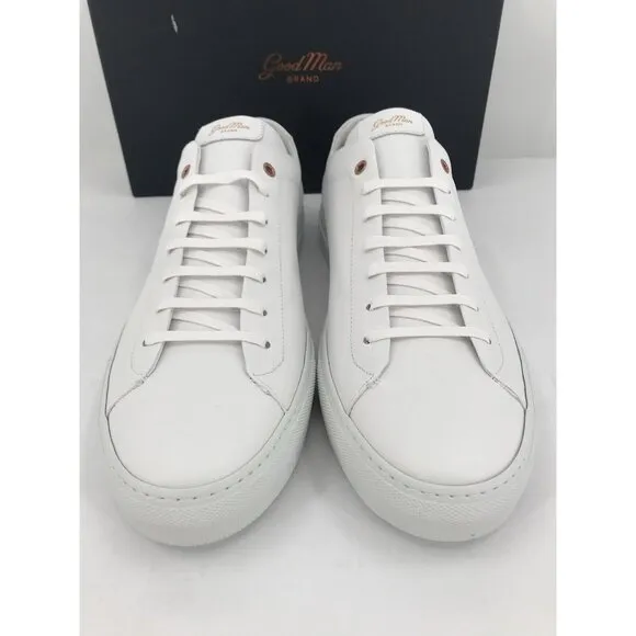 Good Man Brand Edge Low Sneakers Leather Size 17 White Made Italy $228 Luxury