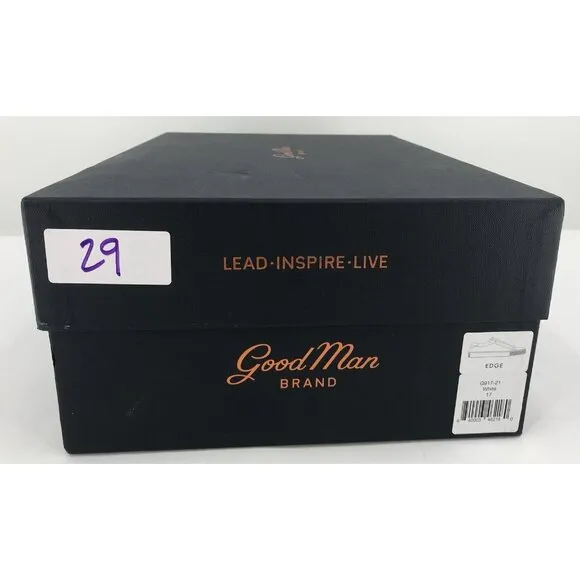 Good Man Brand Edge Low Sneakers Leather Size 17 White Made Italy $228 Luxury