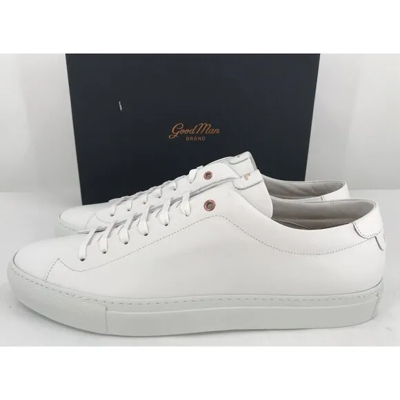 Good Man Brand Edge Low Sneakers Leather Size 17 White Made Italy $228 Luxury
