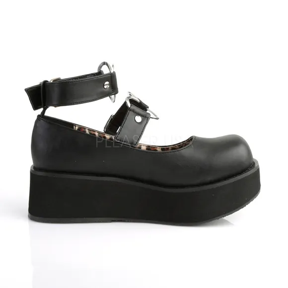 Gothic Heart Buckle Thick Platform Shoes