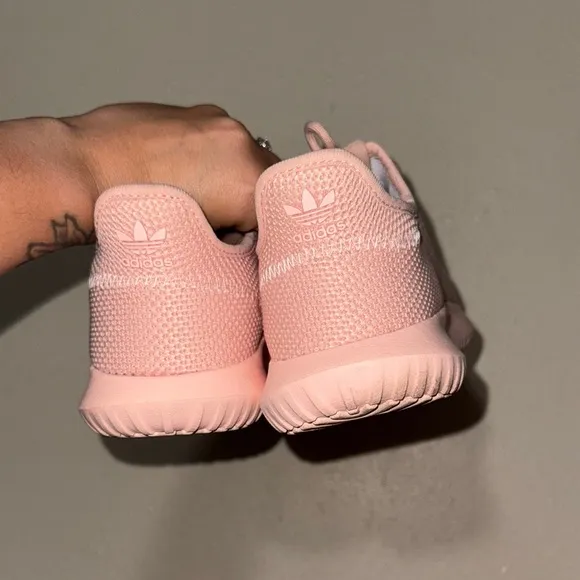 Gradeschool Adidas Pink Sneakers with Knit Upper- Tubular Shadow