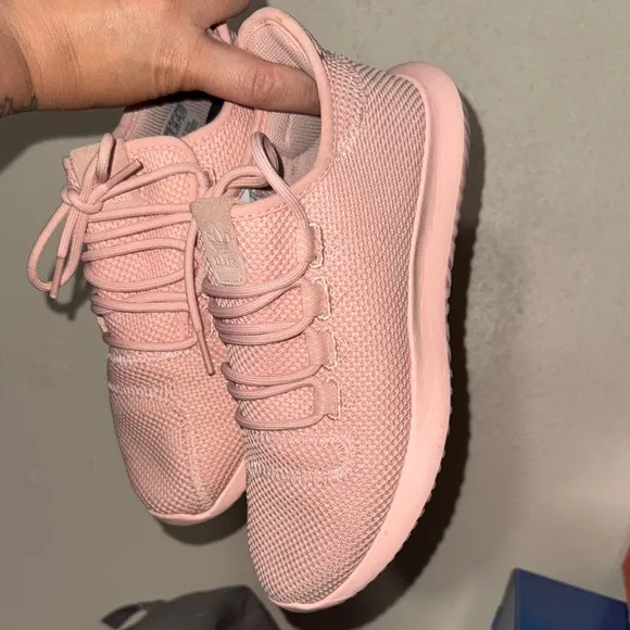 Gradeschool Adidas Pink Sneakers with Knit Upper- Tubular Shadow