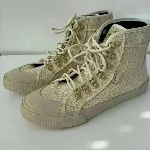 GROUNDED PEOPLE Lee Ivory Canvas Shoes for Men &amp; Women Size 8