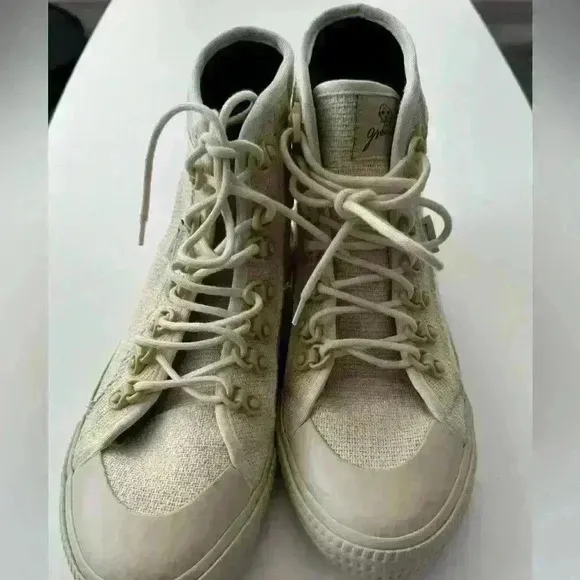 GROUNDED PEOPLE Lee Ivory Canvas Shoes for Men &amp; Women Size 8