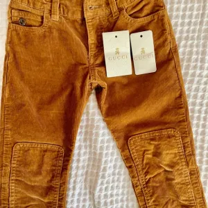 Gucci Brown Straight Jeans with Corduroy Texture and Reinforced Knee Patches