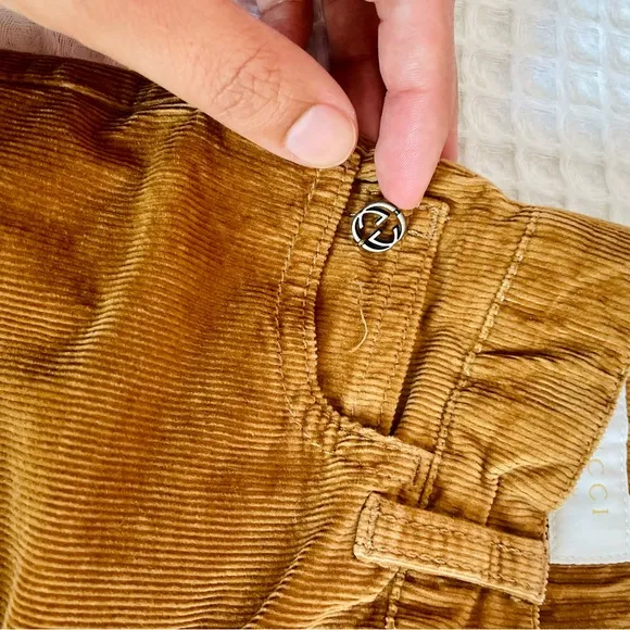 Gucci Brown Straight Jeans with Corduroy Texture and Reinforced Knee Patches