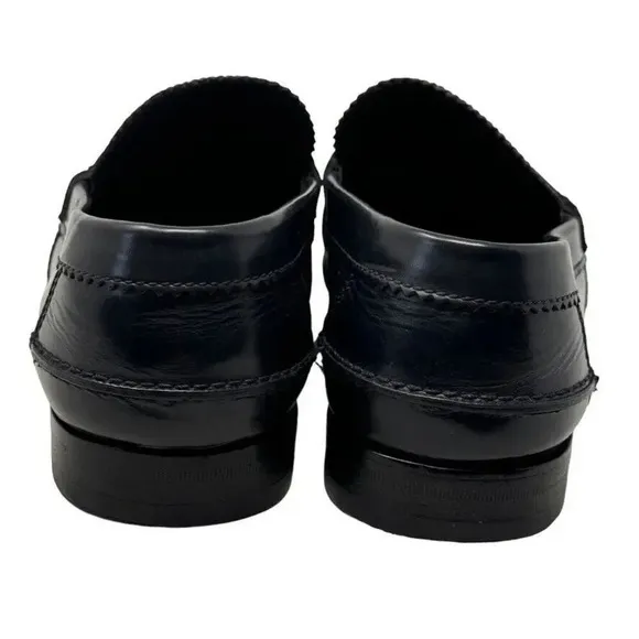 Gucci Mens black smooth leather horsebit loafers shoes size 8.5