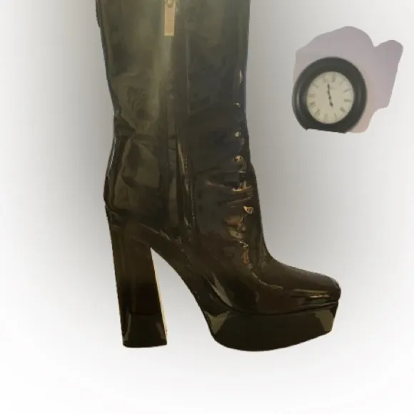 Guess, Byra boots, sz 7.5M, 3.35&quot; heel, 1.57&quot; platform! Patent leather!​