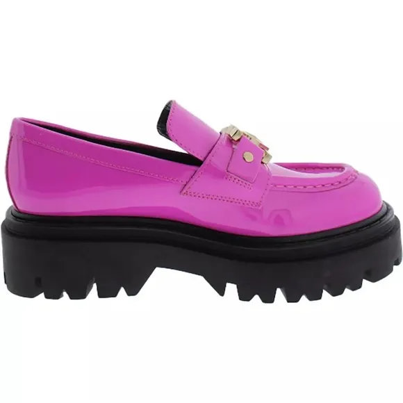 Guess Womens Keate Pink Patent Loafers Shoes 7.5