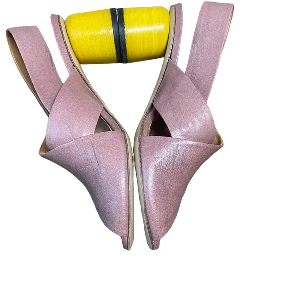 Halmanera pink crisscross yellow pump slingback sz 37