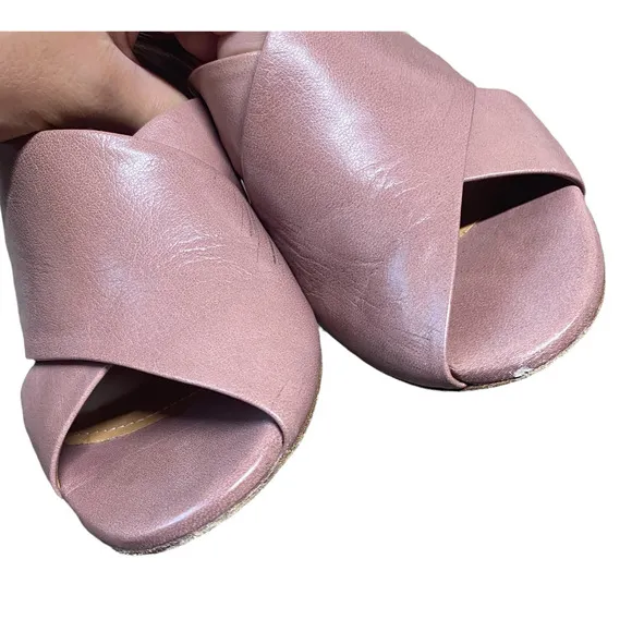 Halmanera pink crisscross yellow pump slingback sz 37