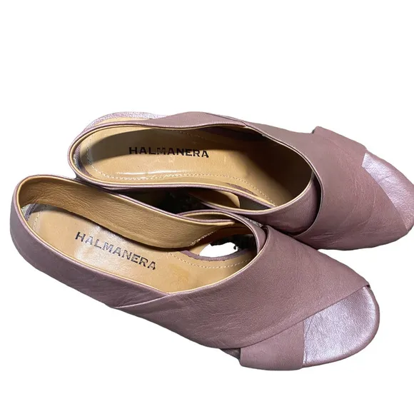 Halmanera pink crisscross yellow pump slingback sz 37