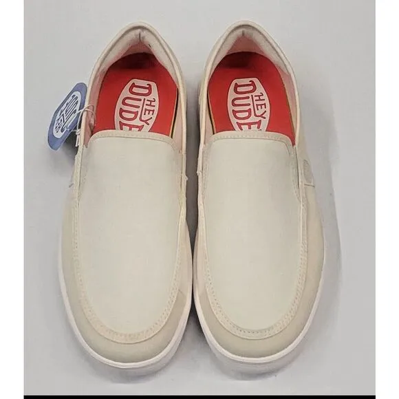 Hey Dude Mens Sunapee Canvas White White 10