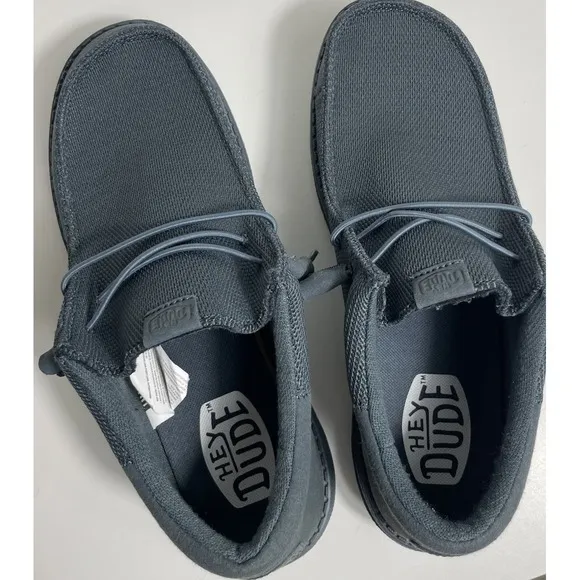 Hey Dude Mens Wally Funk Mono Loafers Dark Slate Stretch Slip-On Shoes Size 12