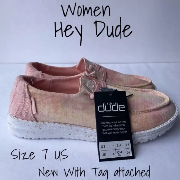 Hey Dude Wendy Lemon Ombre Tie Dye Women's Slip On Casual Shoes size 7 US  New