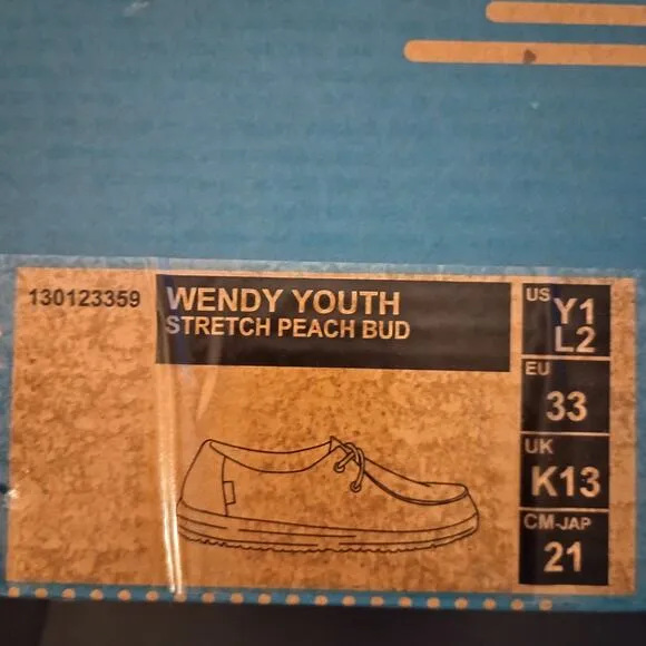 Hey Dude Wendy Youth Stretch Peach Bud Shoes