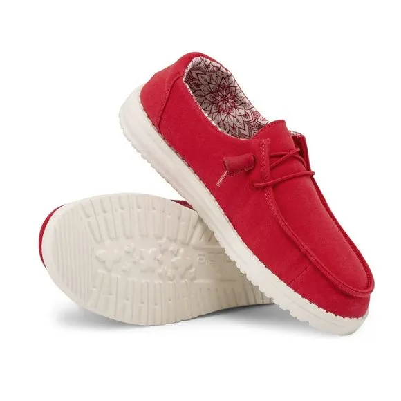 HEY DUDE WOMEN'S WENDY RED SIZE 6 | WOMEN’S SHOES | WOMEN’S LACE UP LOAFERS
