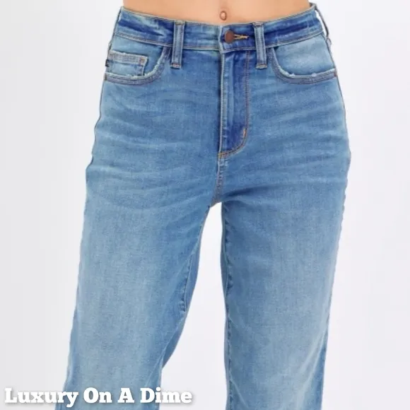 High Rise Waist Boyfriend Jeans Straight Leg Relaxed Fit Denim Pants Judy Blue