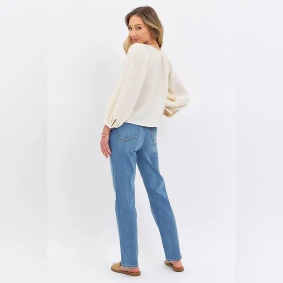 High Rise Waist Boyfriend Jeans Straight Leg Relaxed Fit Denim Pants Judy Blue