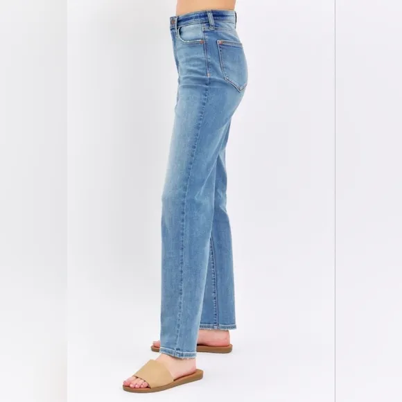 High Rise Waist Boyfriend Jeans Straight Leg Relaxed Fit Denim Pants Judy Blue
