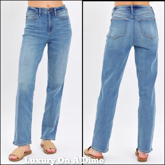 High Rise Waist Boyfriend Jeans Straight Leg Relaxed Fit Denim Pants Judy Blue