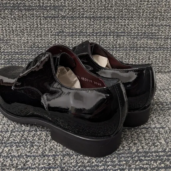 Hitchcock Wide Black Patent Leather Oxford Shoes Size 10.5E