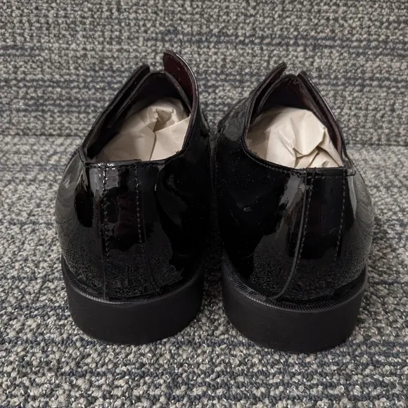 Hitchcock Wide Black Patent Leather Oxford Shoes Size 10.5E