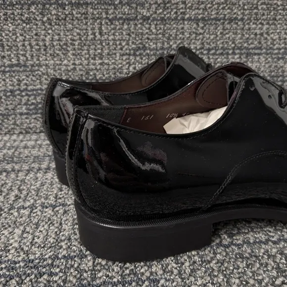 Hitchcock Wide Black Patent Leather Oxford Shoes Size 10.5E