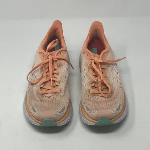 Hoka 'Clifton 8' women's athletic shoes 8.5B orange peach