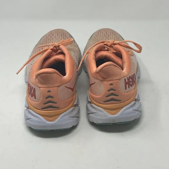 Hoka 'Clifton 8' women's athletic shoes 8.5B orange peach