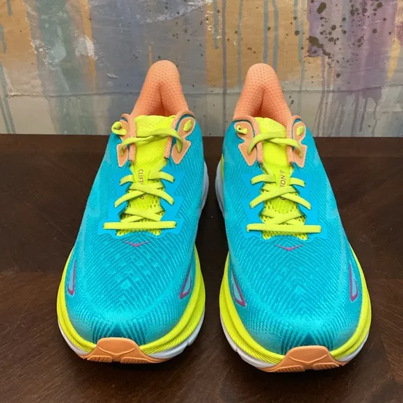 HOKA Mens Clifton 9  Blue Green Running Shoes size 12D New Other