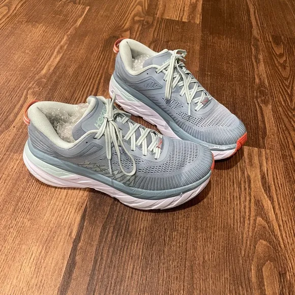 Hoka One One Bondi 7 Fog Blue Glass Women’s Running Shoes Size 8.5