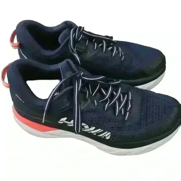 Hoka One One Bondi 7 Womens Running Shoes in Black Iris/Ballad Blue 9