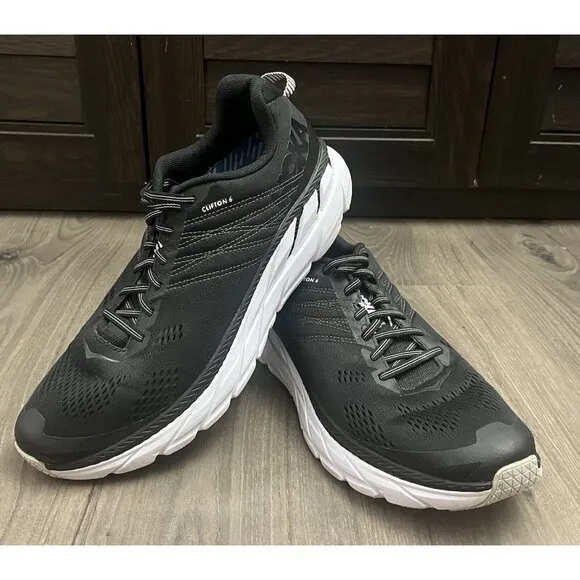 Hoka One One Clifton 6 Men's Running Shoes Size US 11.5 Black Athletic Sneakers