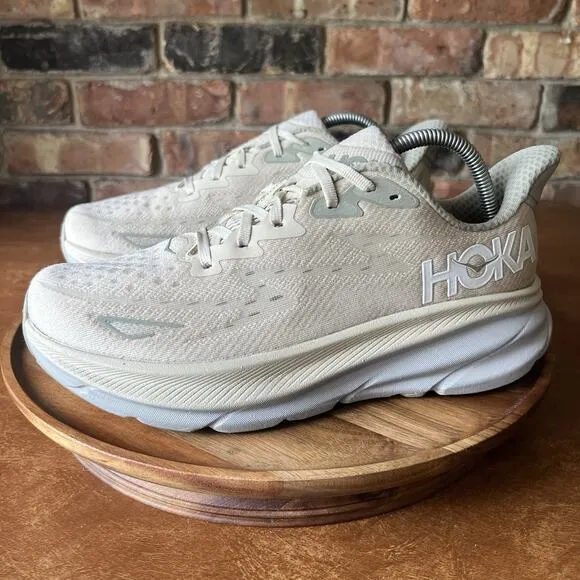 Hoka One One Clifton 9 1127895 Beige Road Running Shoes Sneakers Men's 9D