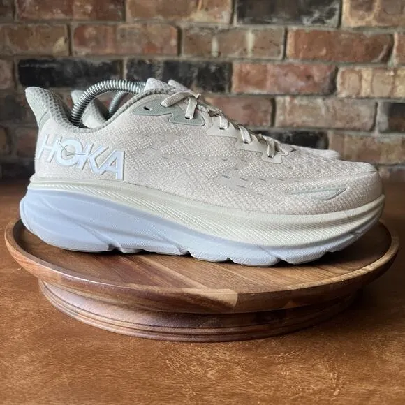 Hoka One One Clifton 9 1127895 Beige Road Running Shoes Sneakers Men's 9D