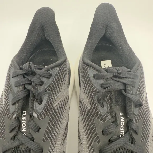 Hoka One One Clifton 9 Mens 10 D Black White Running Shoes Trainers 1127895