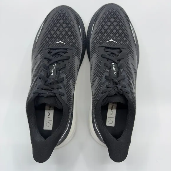 Hoka One One Clifton 9 Mens 10 D Black White Running Shoes Trainers 1127895