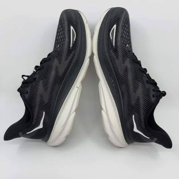 Hoka One One Clifton 9 Mens 10 D Black White Running Shoes Trainers 1127895