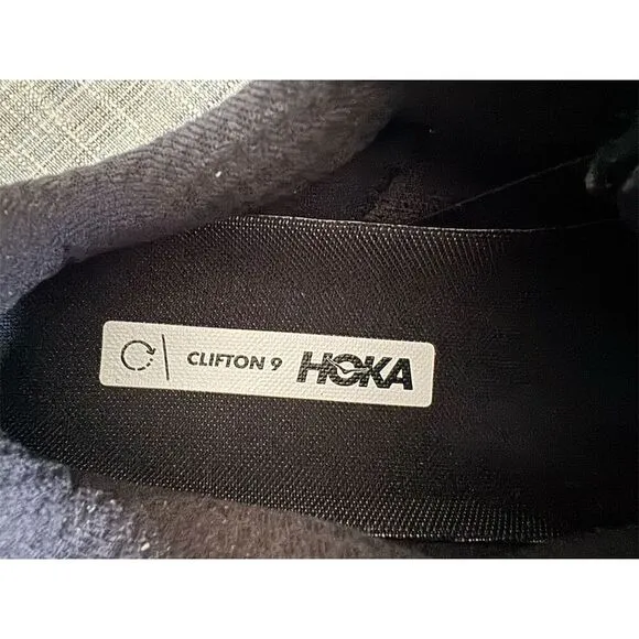 Hoka One One Clifton 9 Women’s Running Shoes Black Size 8 Athletic Sneaker