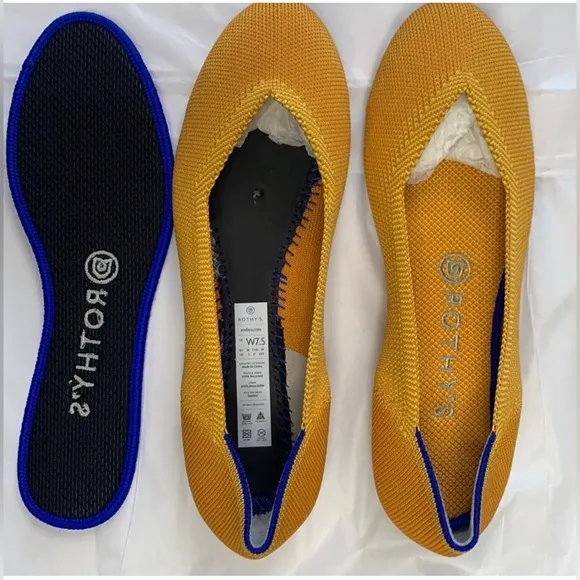 💫HP‼️💫 NWOT Rothy’s Round Toe Loafers in Rich Marigold w/ Blue Piping, Sz 7.5