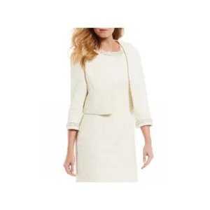🎉HP🎉 NWT Women's Sz 8 Ivory Tweed Sheath Dress w/Cropped Jacket, Embellished